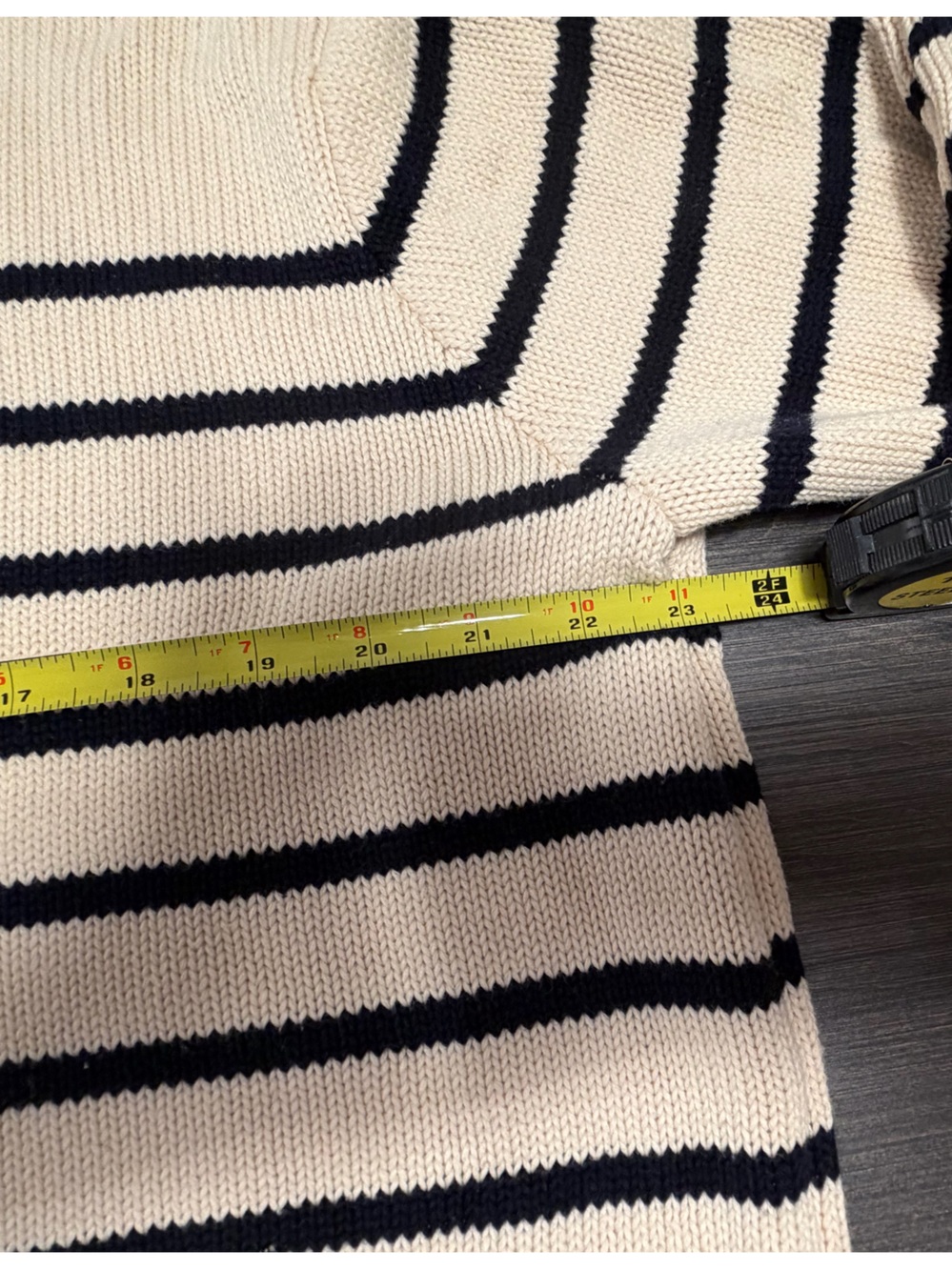 Brandy Melville Cream and Black Striped Crewneck Sweater - Picture 3 of 6